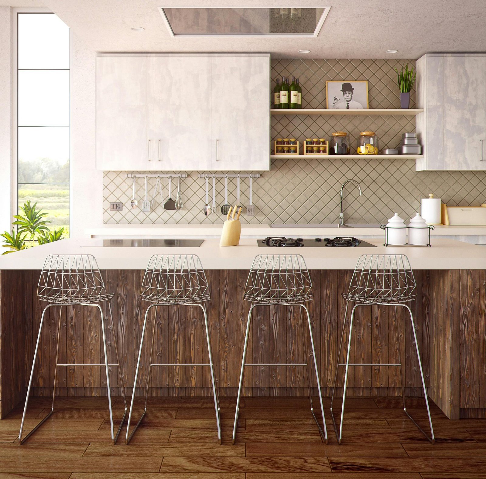 a modern kitchen white and brown