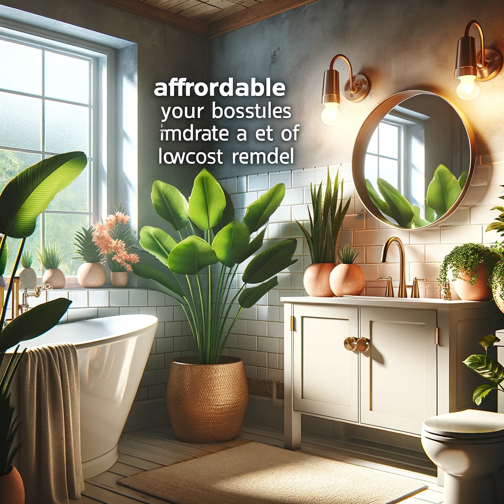Updated bathroom with modern fixtures and greenery, demonstrating stylish affordability in a Low-Cost Bathroom Remodel