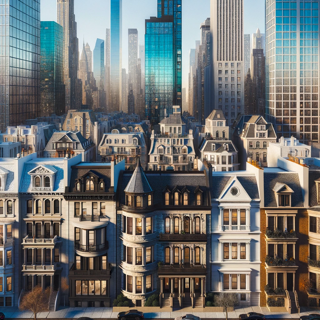 Diverse Luxurious Homes in NYC: "Luxurious homes in NYC showcasing diverse architectural styles, crafted by a leading High-End Residential Contractor NYC."