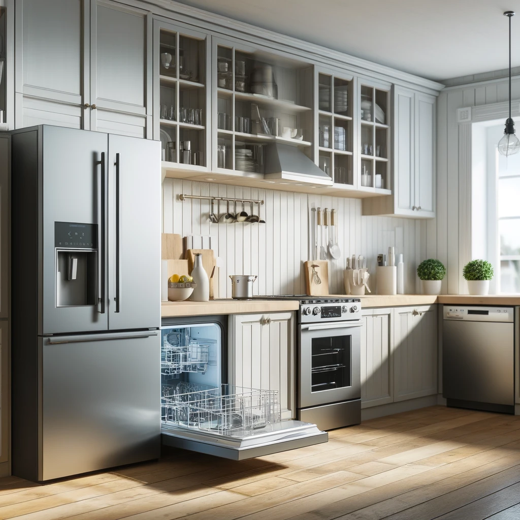 Energy-efficient, modern kitchen appliances in a renovated ArchiBuilders home, illustrating water and energy conservation in NY living