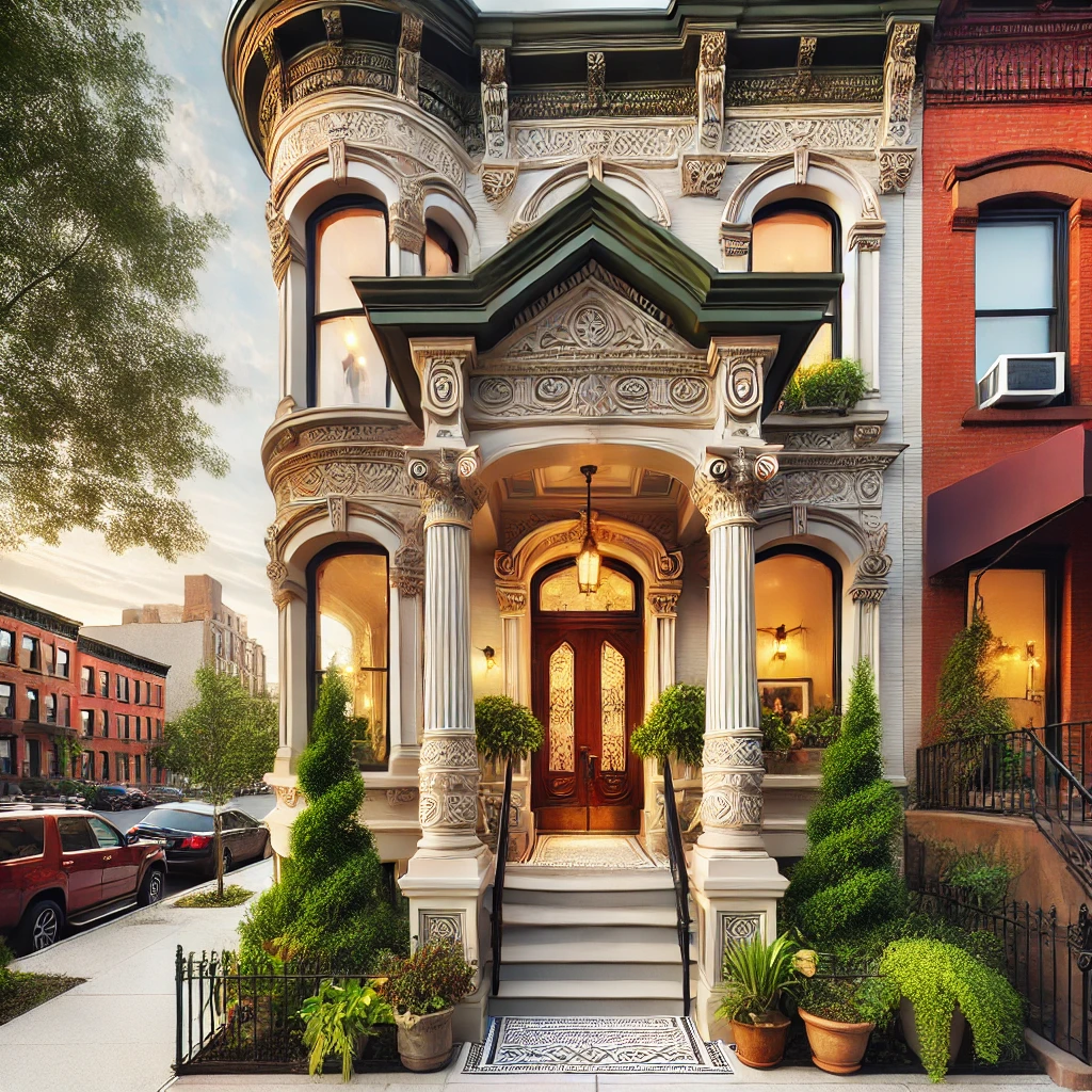 Luxury home renovation in Brooklyn featuring restored brownstone with original architectural details and modern updates.