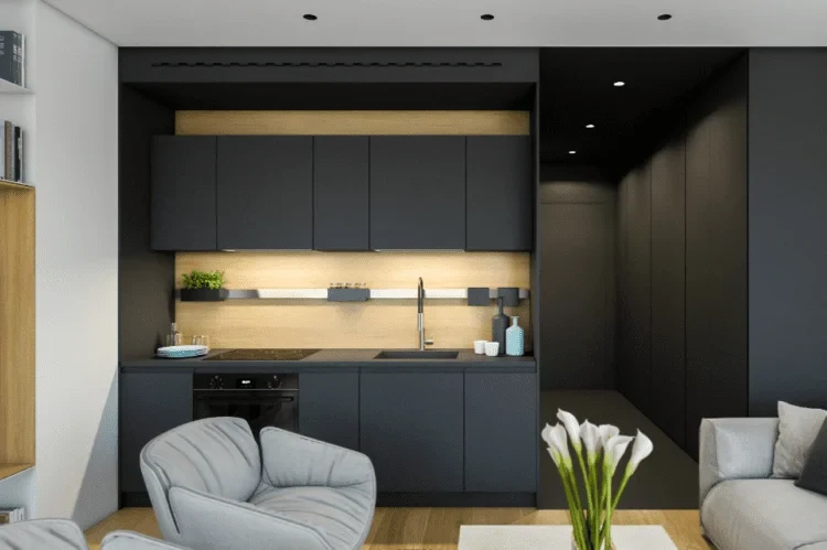 Black Modern Kitchen 750x499