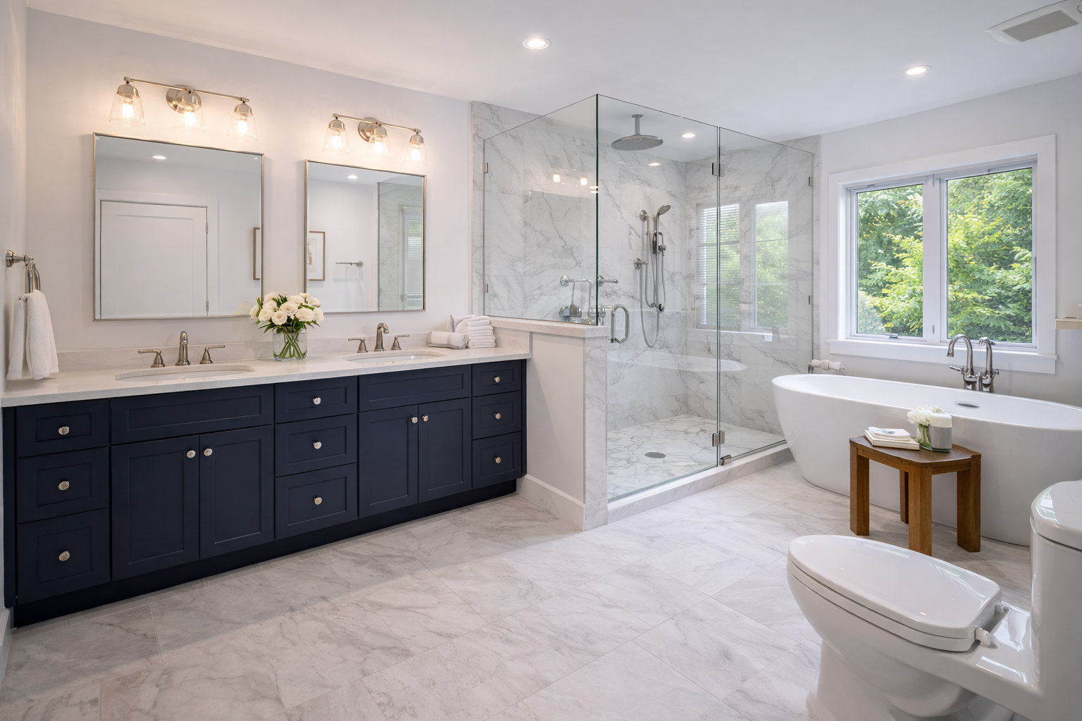 Elegant Modern Bathroom renovated in Queens by Archi Builders